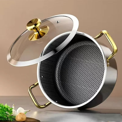 Stainless Steel Honeycomb Frying Pan with Lid