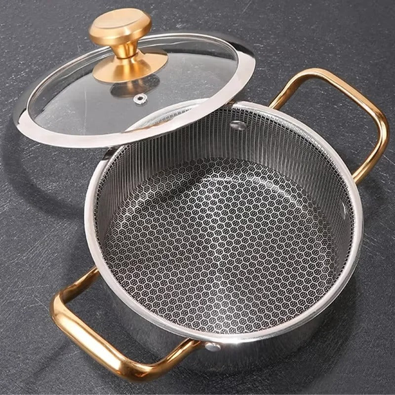 Stainless Steel Honeycomb Frying Pan with Lid