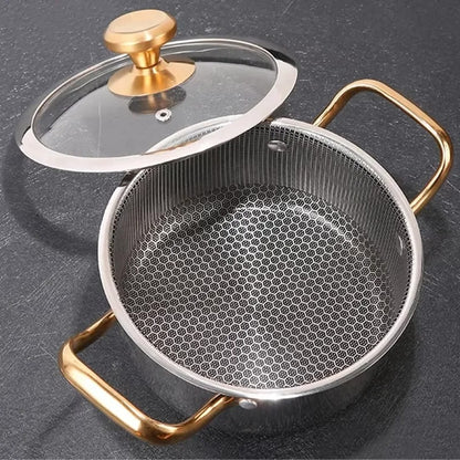 Stainless Steel Honeycomb Frying Pan with Lid